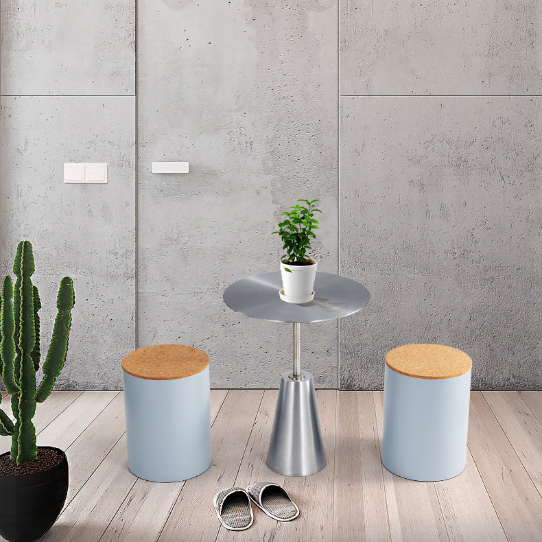 Mid-Century Metal Pedestal End Table Round Side End Table for Living Room
