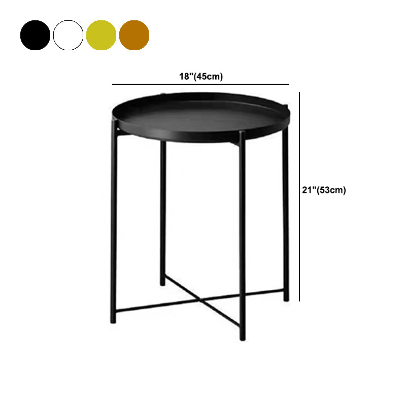 Mid-Century Metal Round Side Table Cross Legs Dia 17.72" End Table
