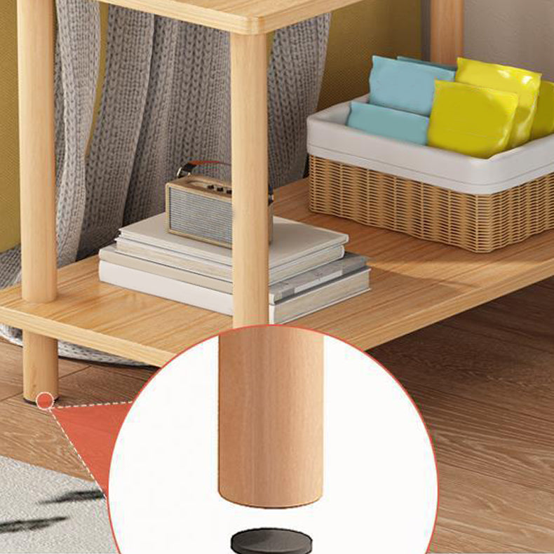 Modern Wooden 4 Legs End Table Rectangular Table with Storage
