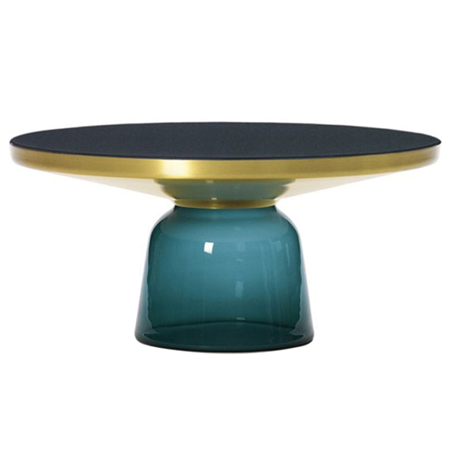 Glass Top End Table Modern Pedestal Sofa Side Table for Living Room