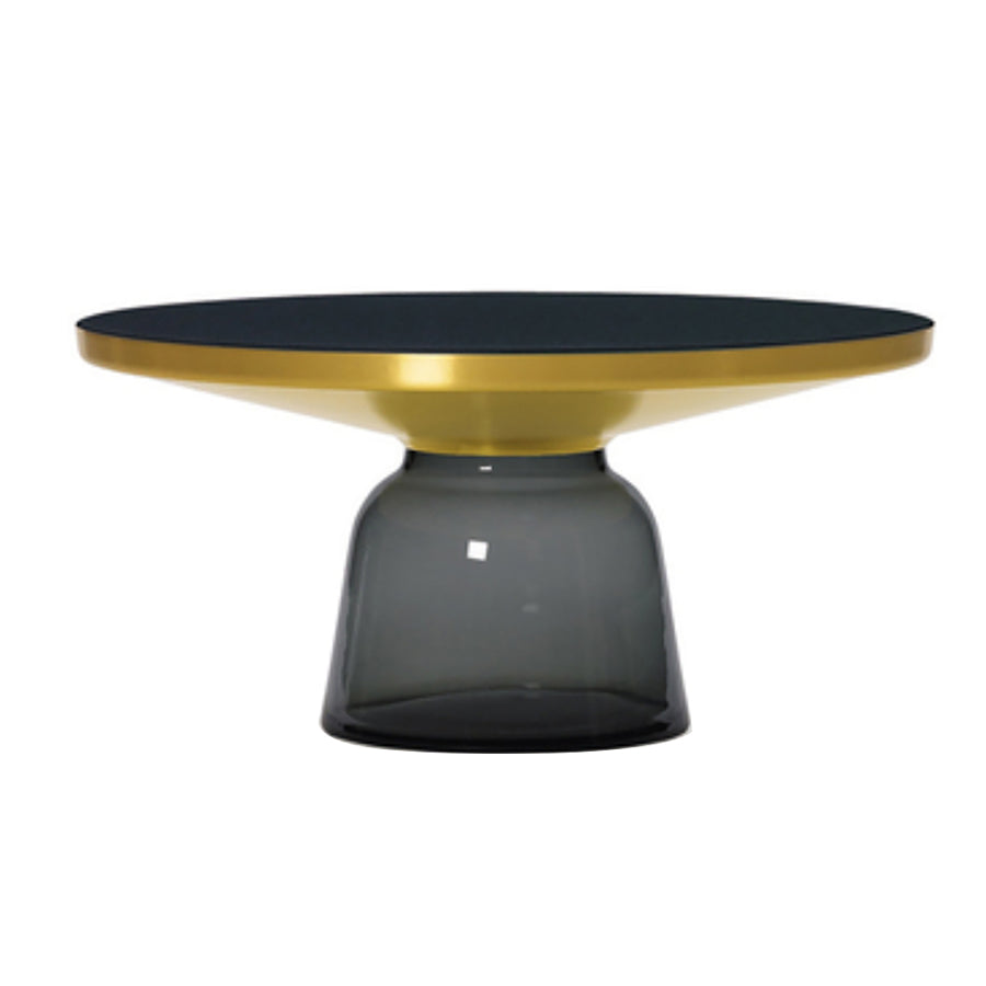 Glass Top End Table Modern Pedestal Sofa Side Table for Living Room