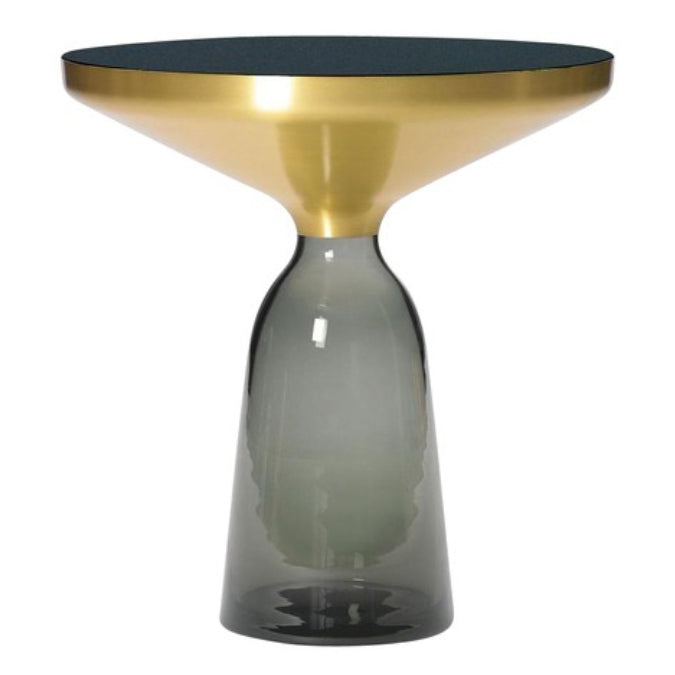 Glass Top End Table Modern Pedestal Sofa Side Table for Living Room