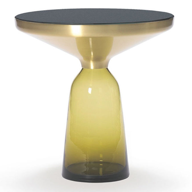 Glass Top End Table Modern Pedestal Sofa Side Table for Living Room