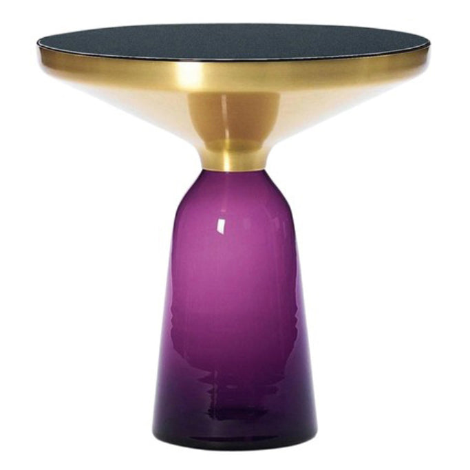 Glass Top End Table Modern Pedestal Sofa Side Table for Living Room