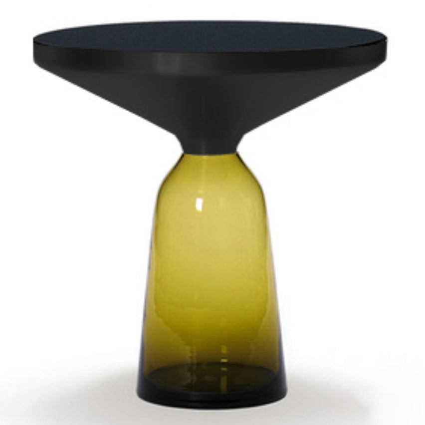 Glass Top End Table Modern Pedestal Sofa Side Table for Living Room