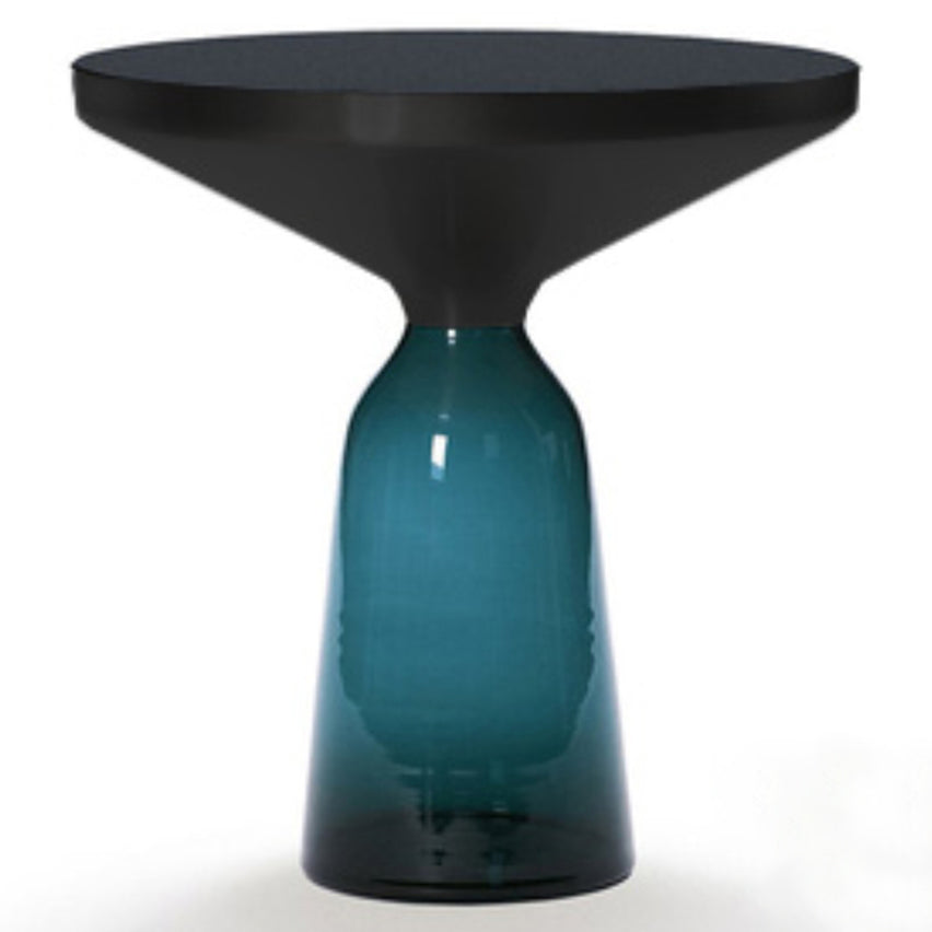 Glass Top End Table Modern Pedestal Sofa Side Table for Living Room