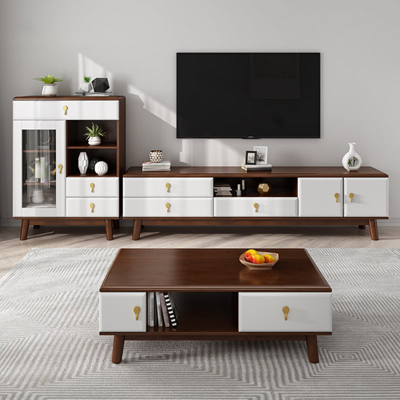19.69"H TV Stand Contemporary Style Solid Wood TV Console with 3 Drawers