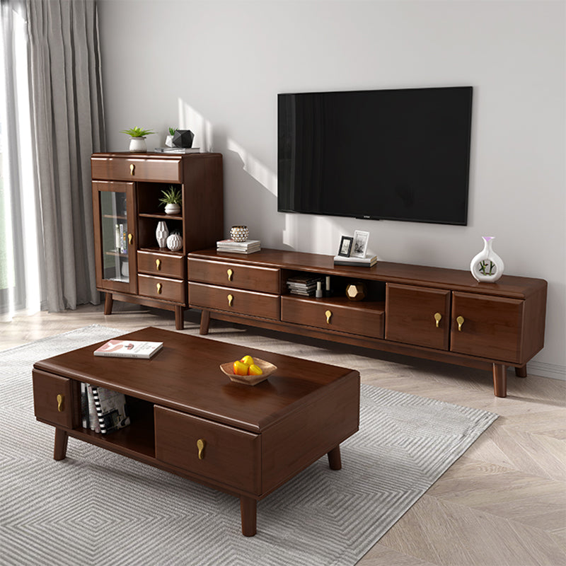 19.69"H TV Stand Contemporary Style Solid Wood TV Console with 3 Drawers