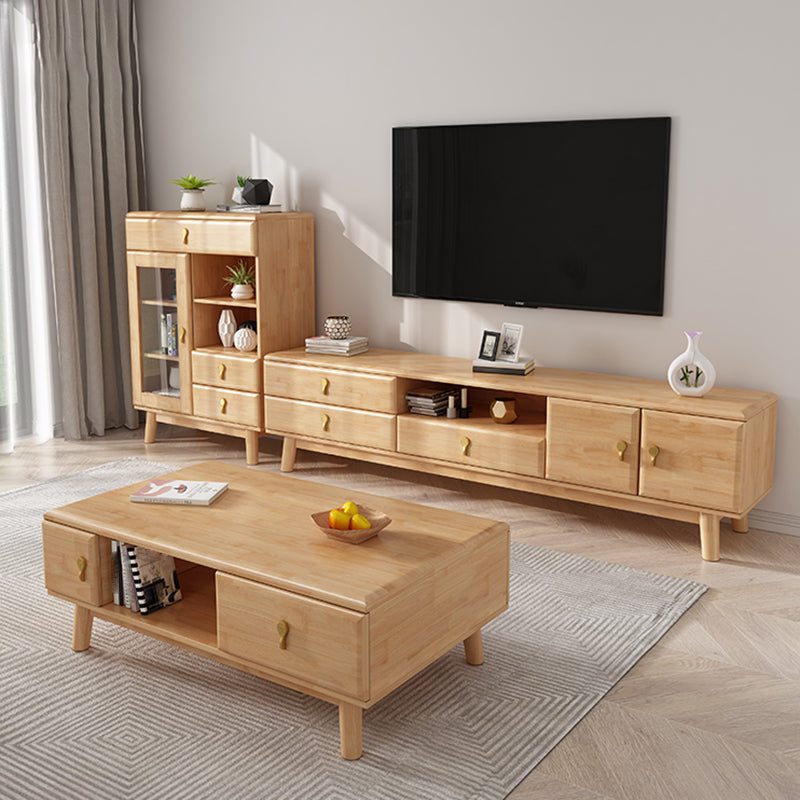 19.69"H TV Stand Contemporary Style Solid Wood TV Console with 3 Drawers