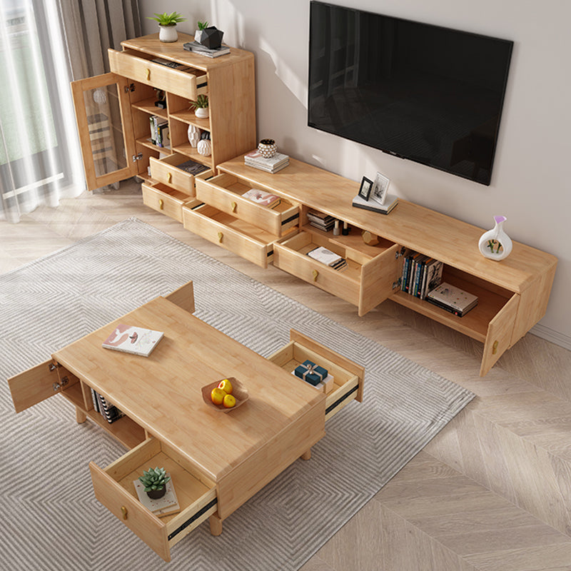 19.69"H TV Stand Contemporary Style Solid Wood TV Console with 3 Drawers