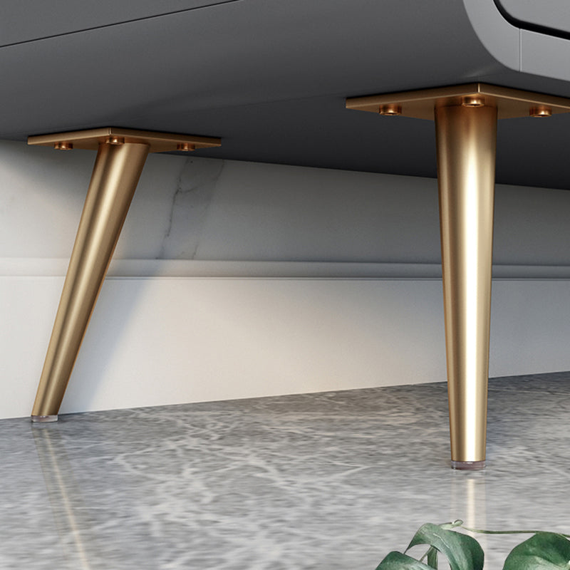 White and Gray TV Stand Glam Engineered Wood TV Cabinet with 2 Doors