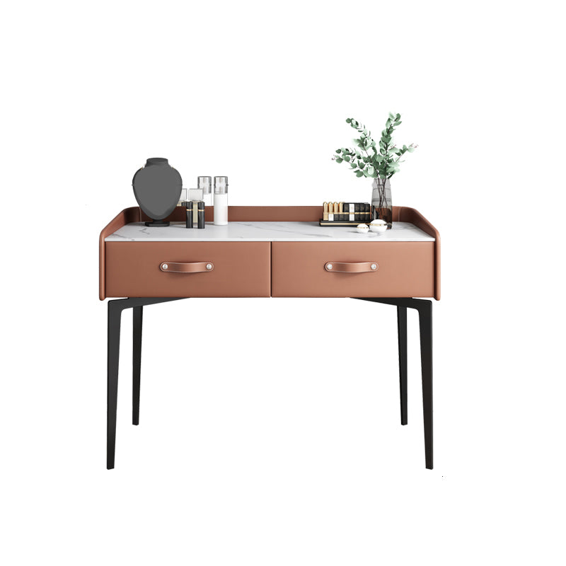Faux Leather Vanity Desk and Stool in Orange/Grey Dressing Table