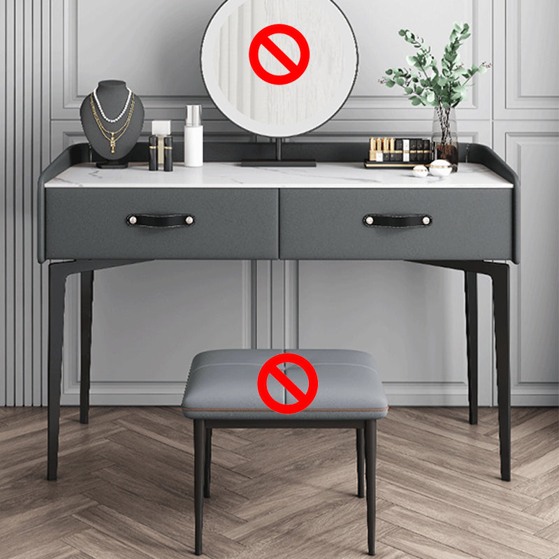 Faux Leather Vanity Desk and Stool in Orange/Grey Dressing Table