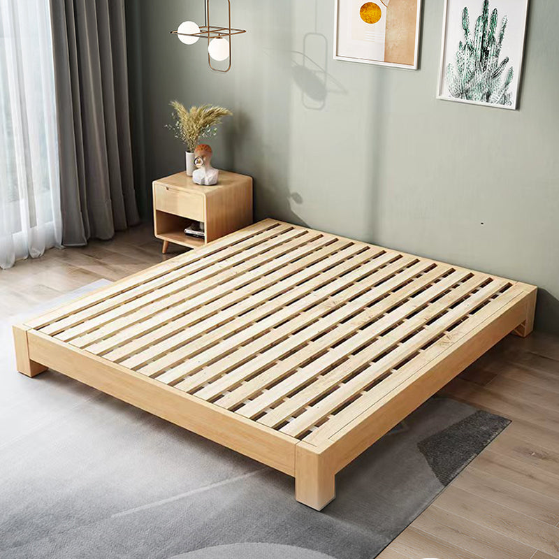 Scandinavian Wood Platform Solid Color Standard Bed for Bedroom