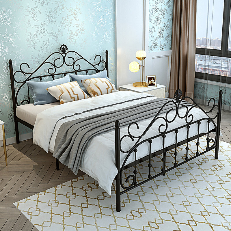 Industrial Metal Standard Bed, Open-Frame Arched Headboard Bed