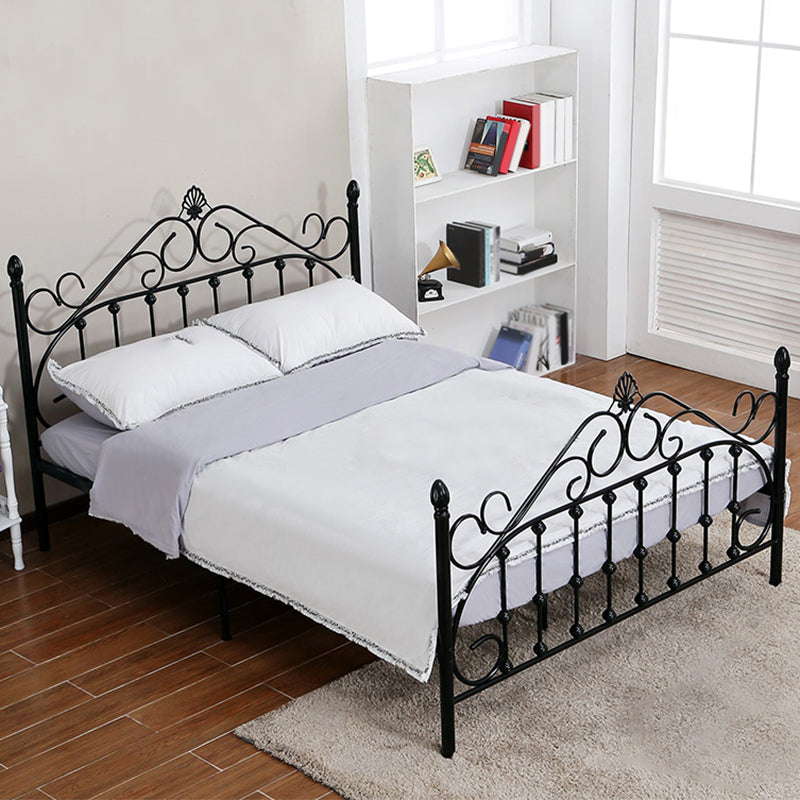 Industrial Metal Standard Bed, Open-Frame Arched Headboard Bed