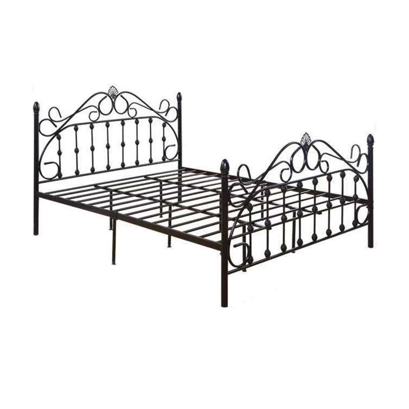 Industrial Metal Standard Bed, Open-Frame Arched Headboard Bed