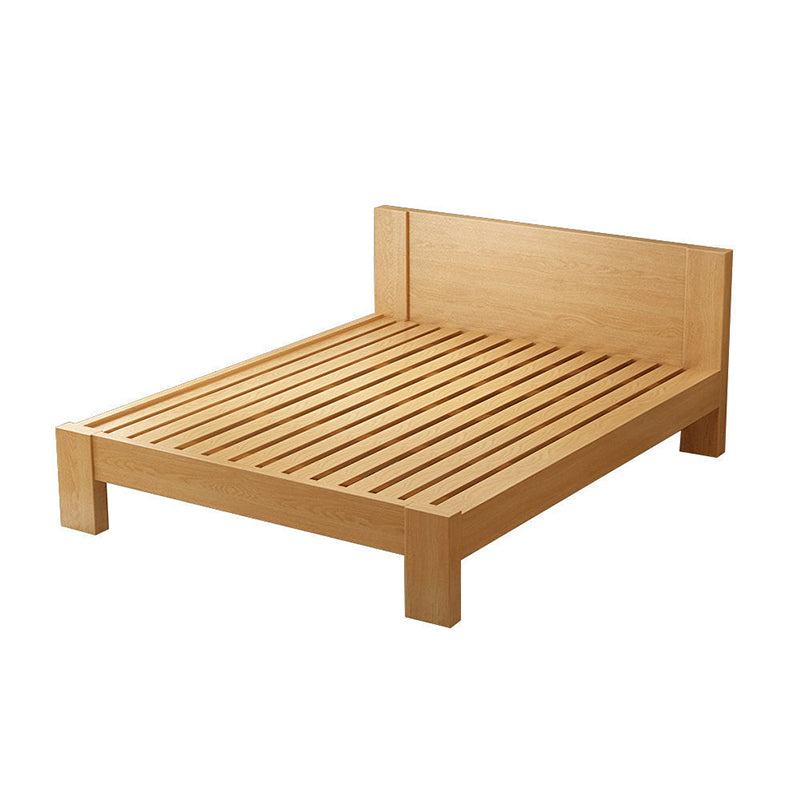 Scandinavian Wood Panel Standard Bed with Rectangular Headboard