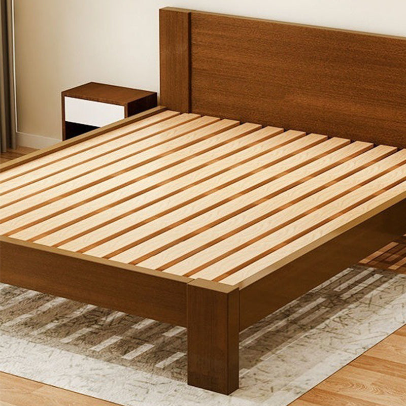Scandinavian Wood Panel Standard Bed with Rectangular Headboard