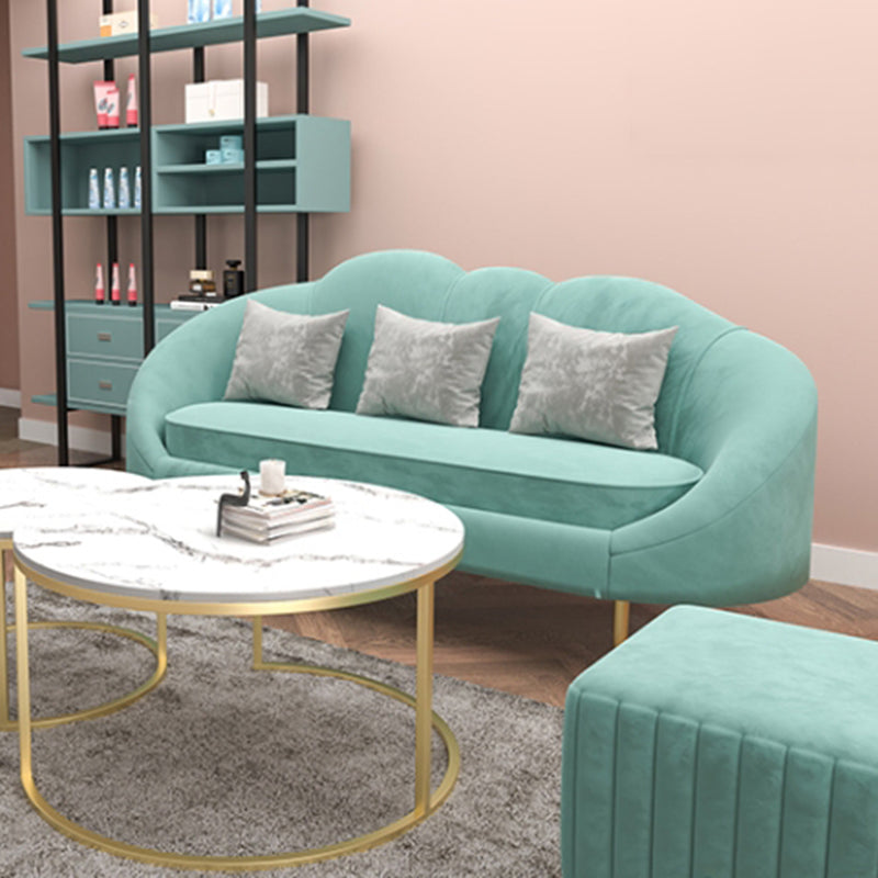 Velvet Slopped Arm Sofa Contemporary with Sewn Pillow Back for Apartment