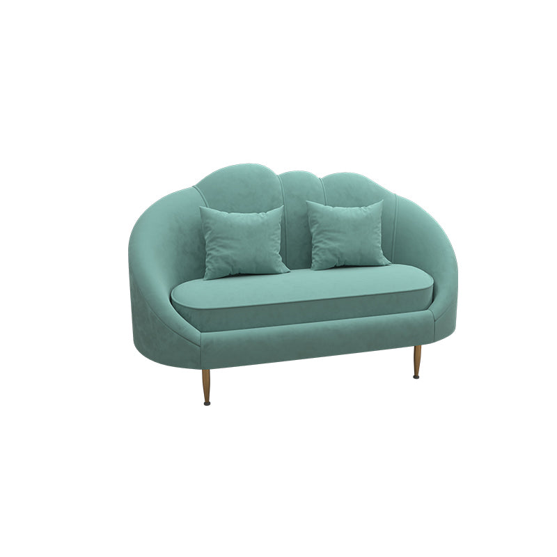 Velvet Slopped Arm Sofa Contemporary with Sewn Pillow Back for Apartment