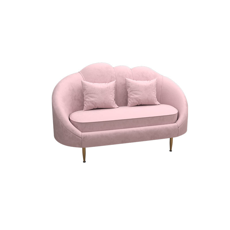 Velvet Slopped Arm Sofa Contemporary with Sewn Pillow Back for Apartment