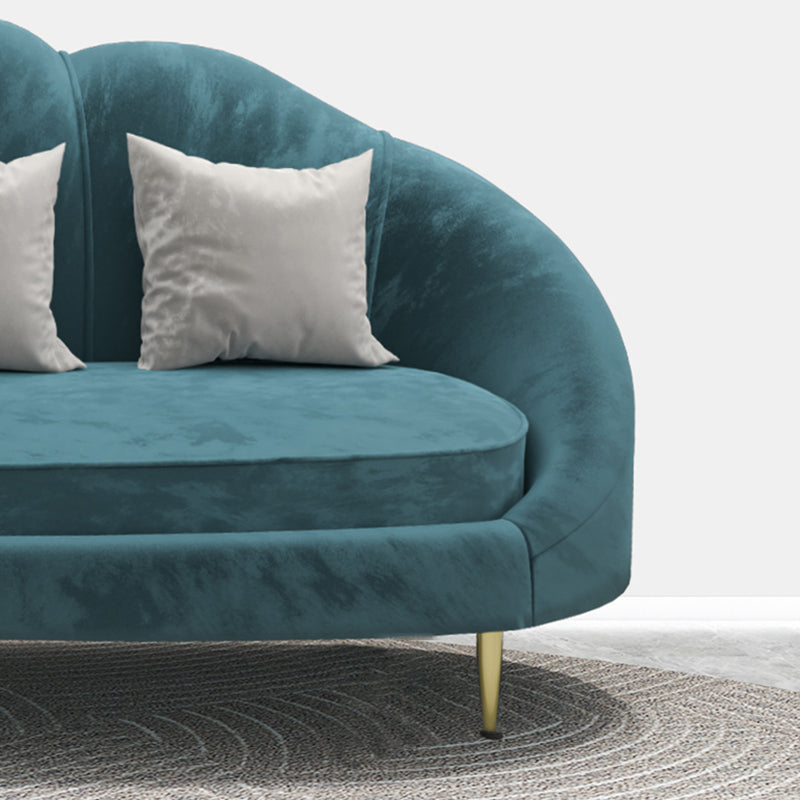 Velvet Slopped Arm Sofa Contemporary with Sewn Pillow Back for Apartment