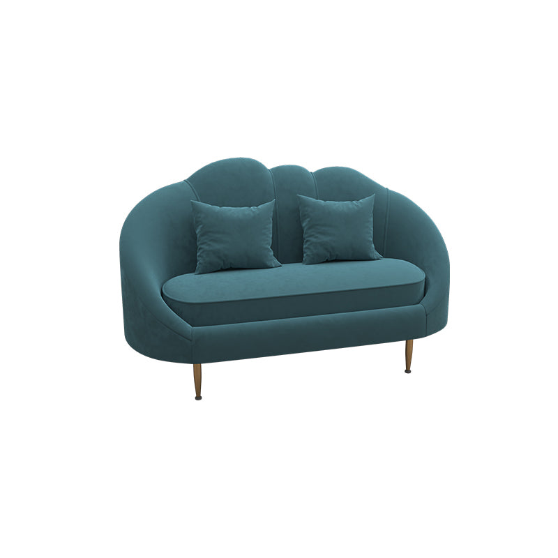 Velvet Slopped Arm Sofa Contemporary with Sewn Pillow Back for Apartment