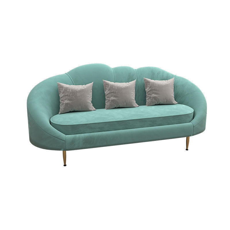 Velvet Slopped Arm Sofa Contemporary with Sewn Pillow Back for Apartment