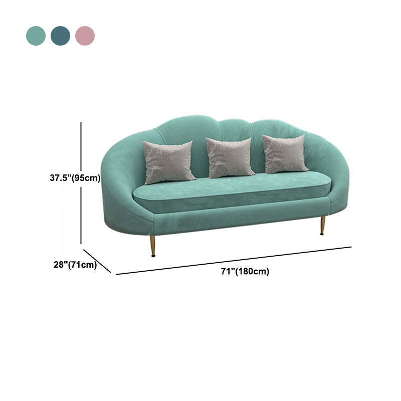 Velvet Slopped Arm Sofa Contemporary with Sewn Pillow Back for Apartment