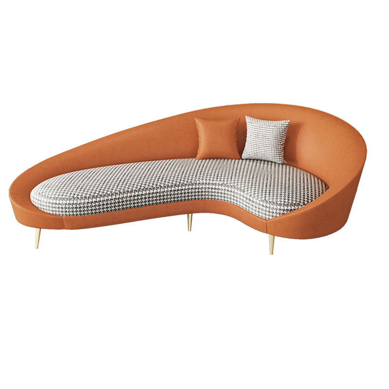 Faux Leather Curved Sofa with Slopped Arm for Living Room 33.47" High