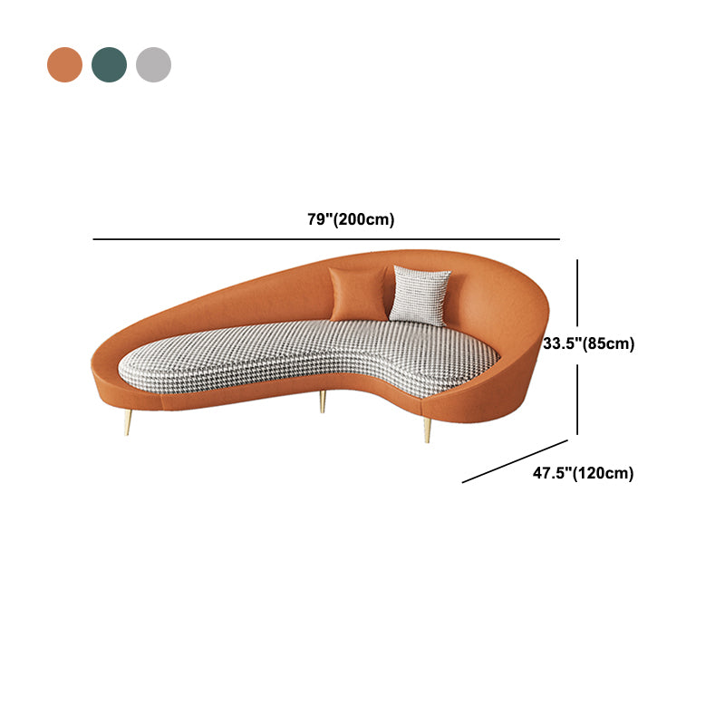 Faux Leather Curved Sofa with Slopped Arm for Living Room 33.47" High
