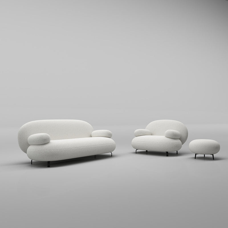 Contemporary 27.5" H White Wool Pillow Top Arm Sofa For Living Room