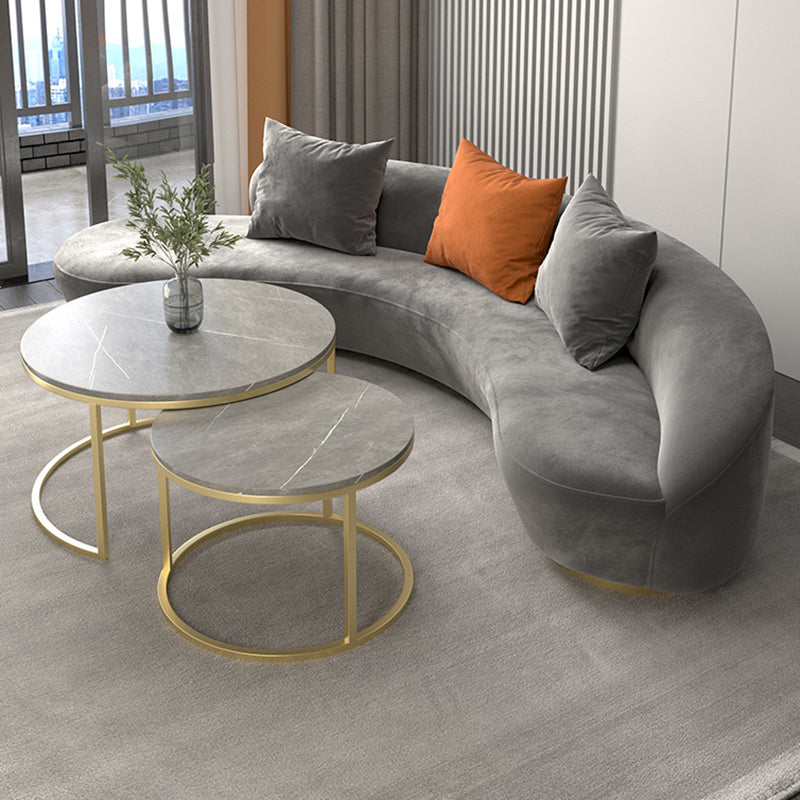 Contemporary Velvet Armless Sofa with Tight Back for Apartment