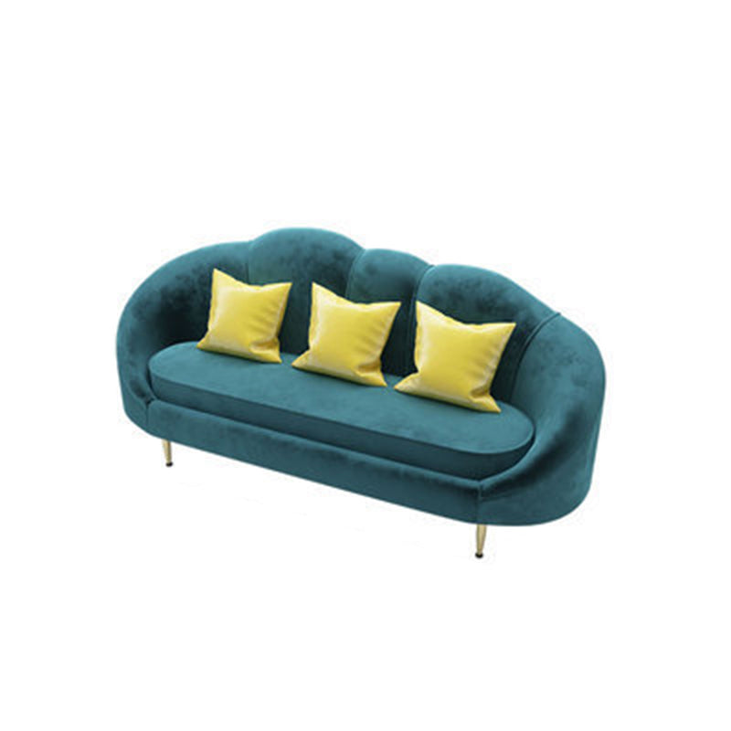 Contemporary Velvet Sofa with Slopped Arm and Tight Back for Apartment