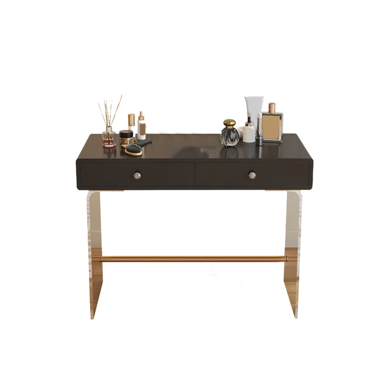 2 Drawers Clear Acrylic Makeup Table Contemporary 17.72" D Vanity Set with Stool & Mirror