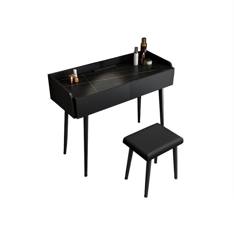 Contemporary Stone Makeup Dressing Table 2-Drawer Vanity Table Set