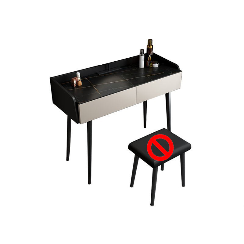 Contemporary Stone Makeup Dressing Table 2-Drawer Vanity Table Set