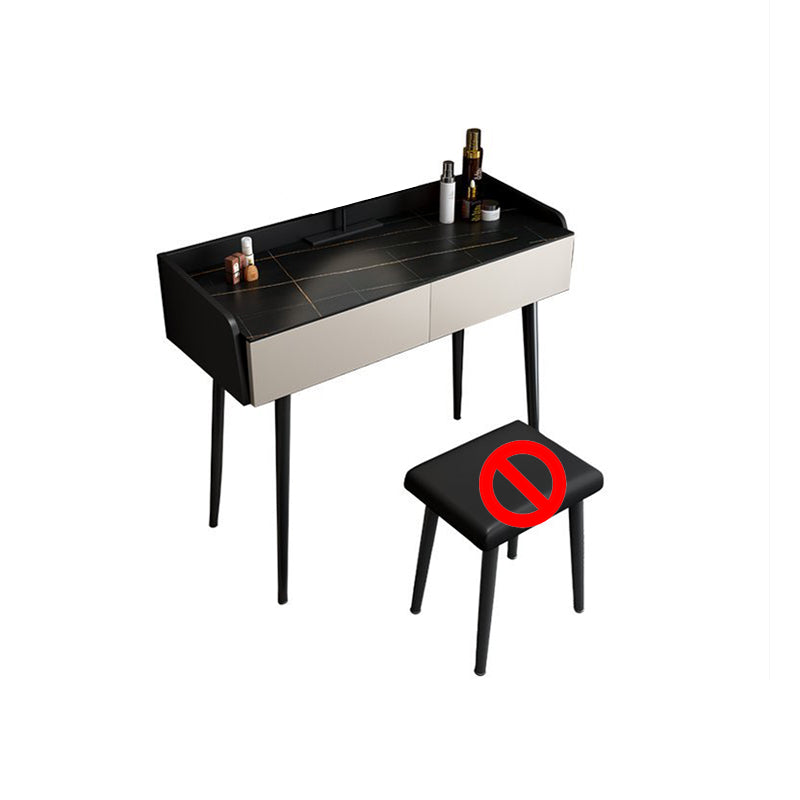 Contemporary Stone Makeup Dressing Table 2-Drawer Vanity Table Set