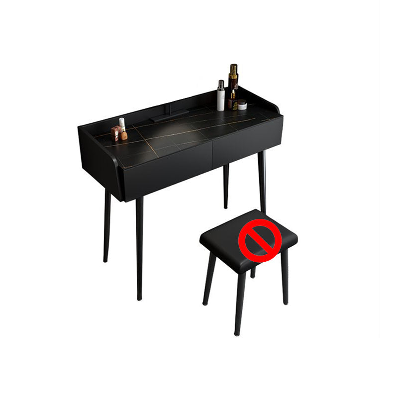 Contemporary Stone Makeup Dressing Table 2-Drawer Vanity Table Set