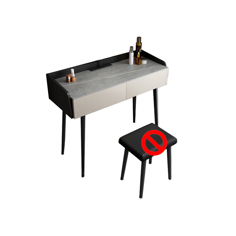 Contemporary Stone Makeup Dressing Table 2-Drawer Vanity Table Set