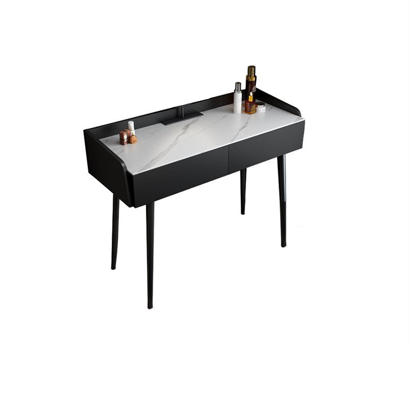Contemporary Stone Makeup Dressing Table 2-Drawer Vanity Table Set