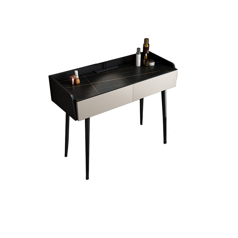 Contemporary Stone Makeup Dressing Table 2-Drawer Vanity Table Set