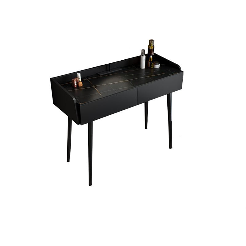 Contemporary Stone Makeup Dressing Table 2-Drawer Vanity Table Set