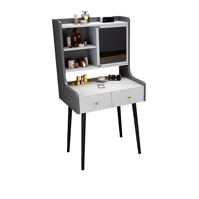 1-Drawer Stone Top Vanity Set Contemporary 35.15" H Makeup Dressing Table