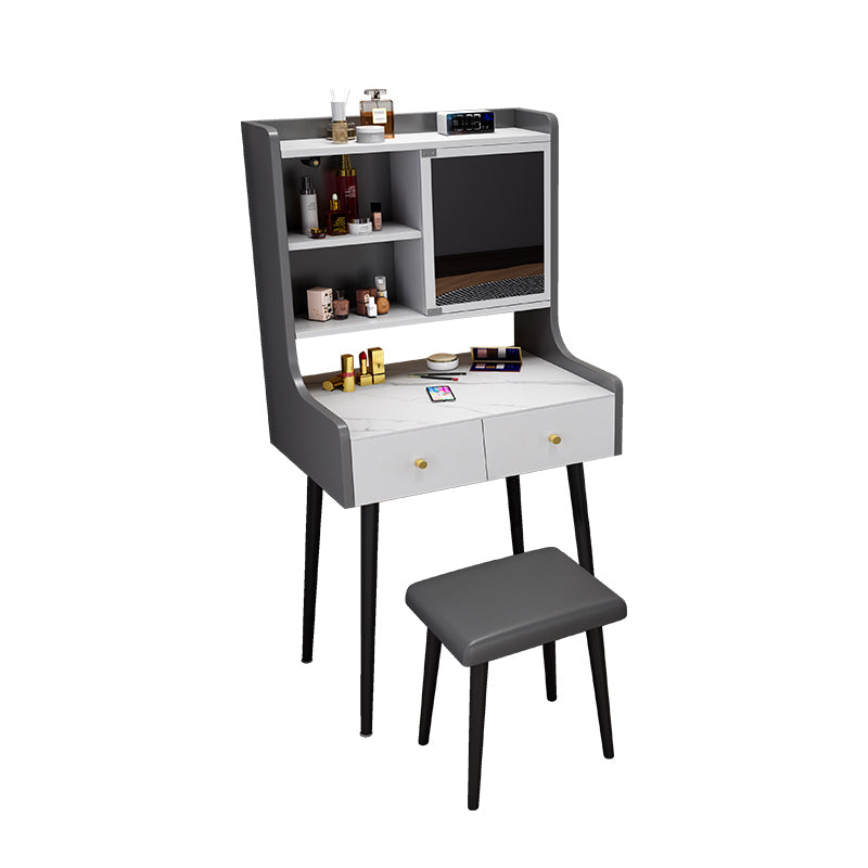 1-Drawer Stone Top Vanity Set Contemporary 35.15" H Makeup Dressing Table