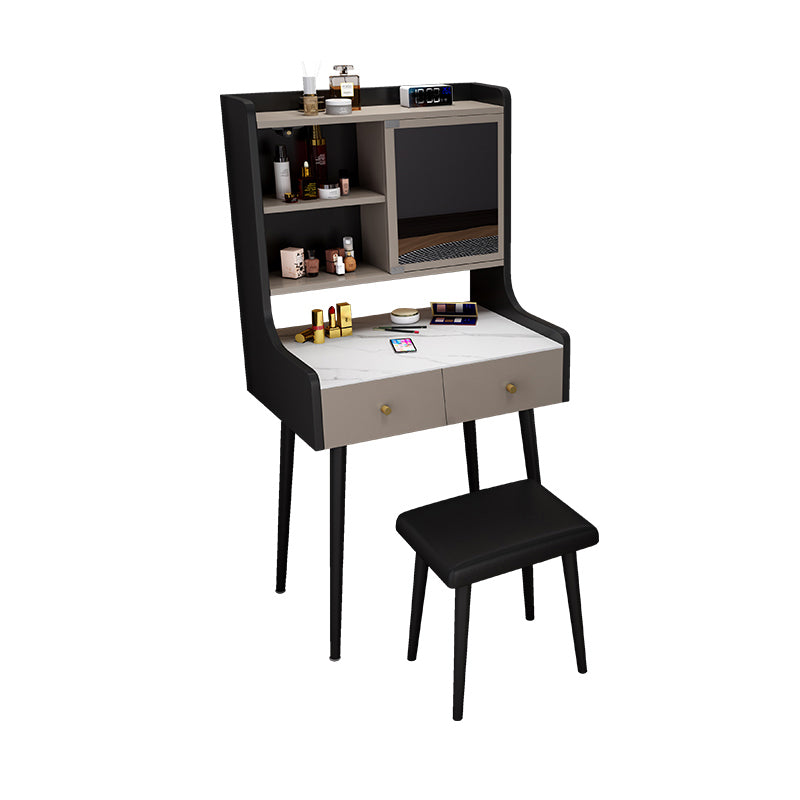 1-Drawer Stone Top Vanity Set Contemporary 35.15" H Makeup Dressing Table
