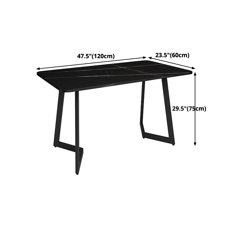 Black Sintered Stone Dining Table Industrial Metal Base Dining Table