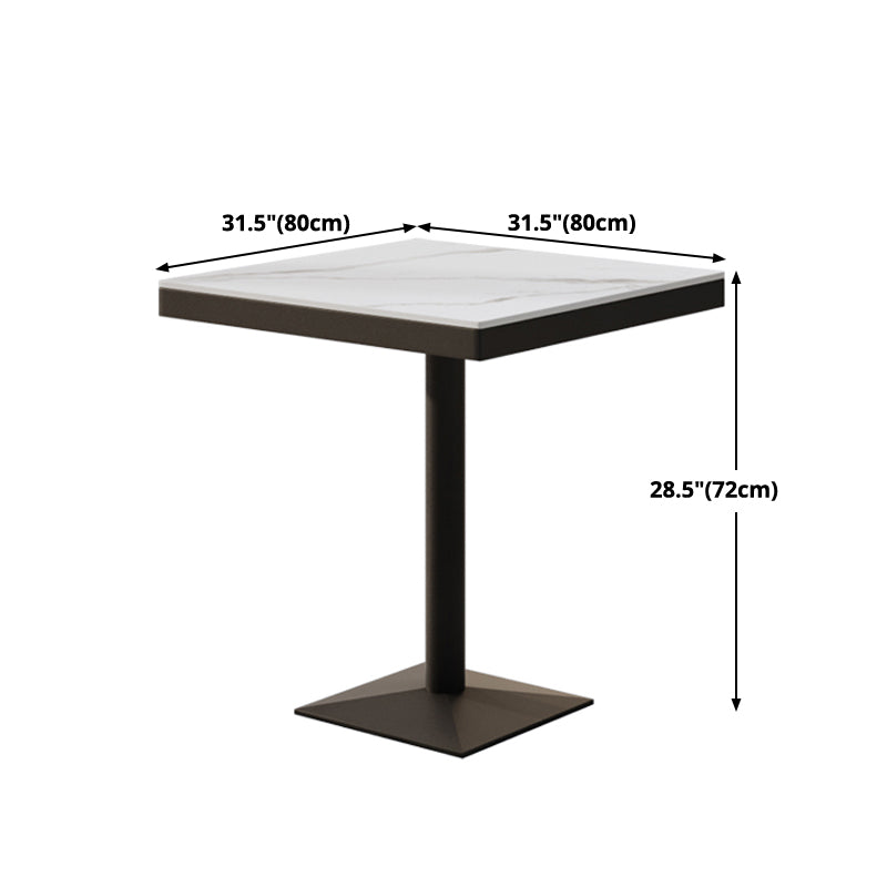 Metal Industrial Square Dining Table Sintered Stone Top Table with Pedestal