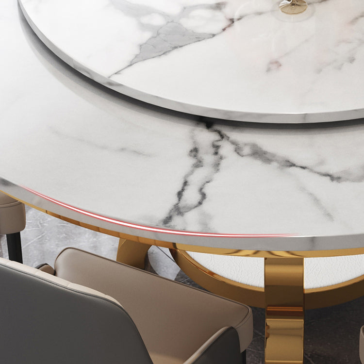 Metal Traditional Luxury Round Table Marble Top Table with Storage